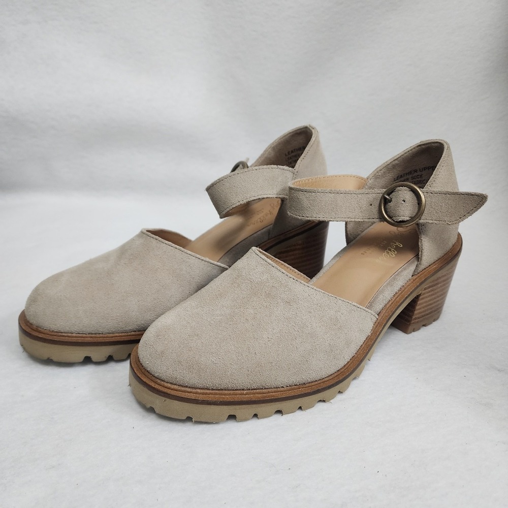 Seychelles Womens US 7.5 Lock and Key Mary Jane Beige Suede Block Heel Pumps
